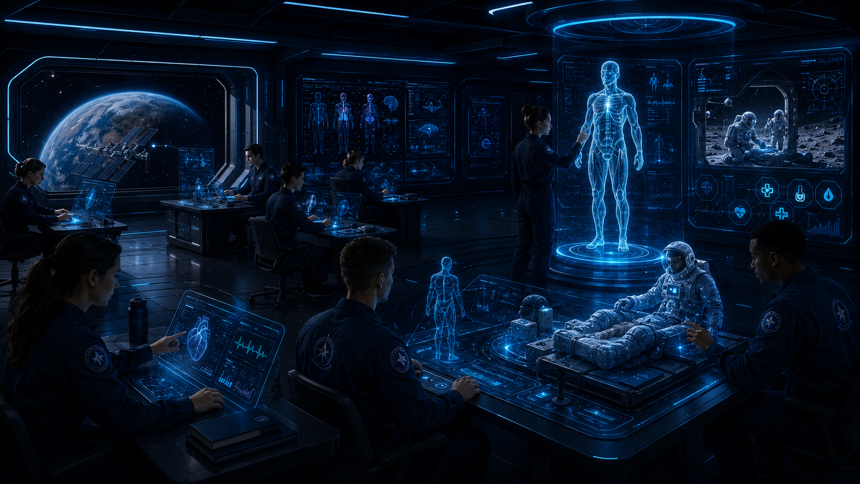 Crew training environment representing structured space-medical learning